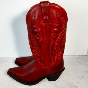 Laredo Womens Madison 51055 Burnished Red Leather Western Boots Size 6.5